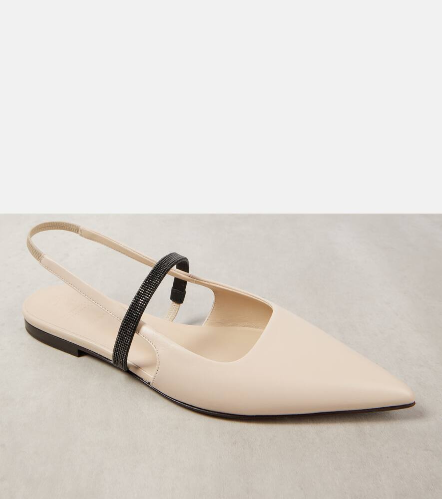 Brunello Cucinelli Pointy leather slingback pumps