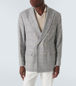 Brunello Cucinelli Prince of Wales checked silk-blend blazer