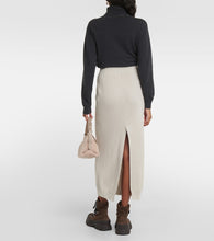 Brunello Cucinelli Ribbed-knit cotton midi skirt