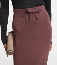 Brunello Cucinelli Ribbed-knit cotton midi skirt