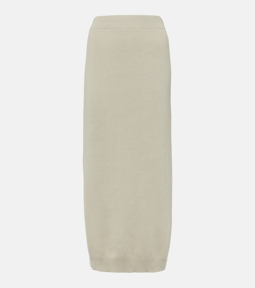Brunello Cucinelli Ribbed-knit cotton midi skirt - Brunello Cucinelli 罗纹针织棉质中长裙
