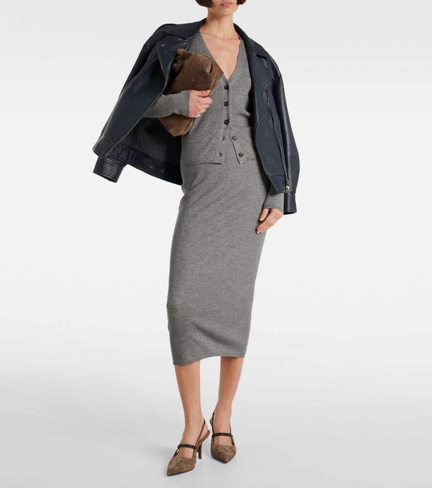 Brunello Cucinelli Ribbed-knit midi skirt