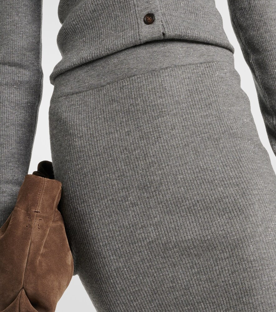 Brunello Cucinelli Ribbed-knit midi skirt