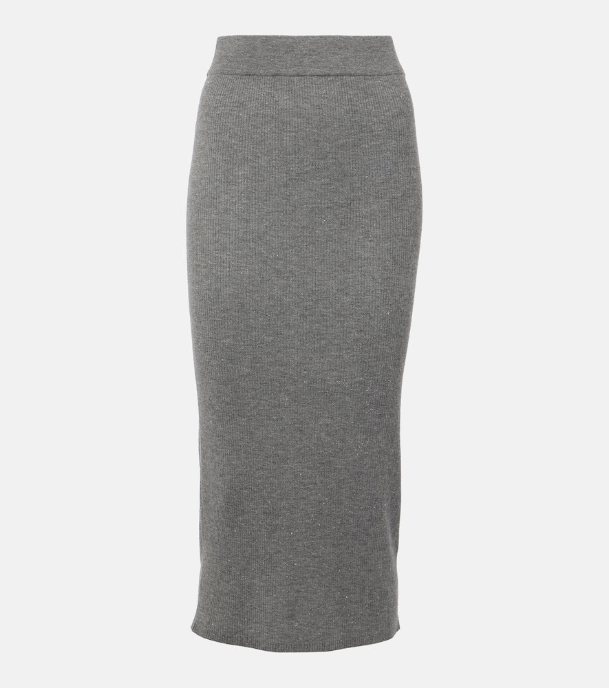 Brunello Cucinelli Ribbed-knit midi skirt - Brunello Cucinelli 罗纹针织中长裙