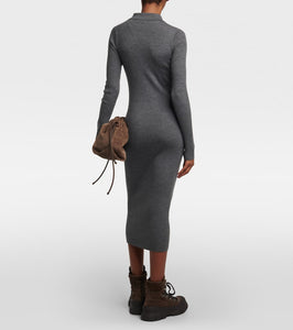 Brunello Cucinelli Ribbed-knit virgin wool and cashmere midi dress