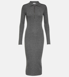 Brunello Cucinelli Ribbed-knit virgin wool and cashmere midi dress