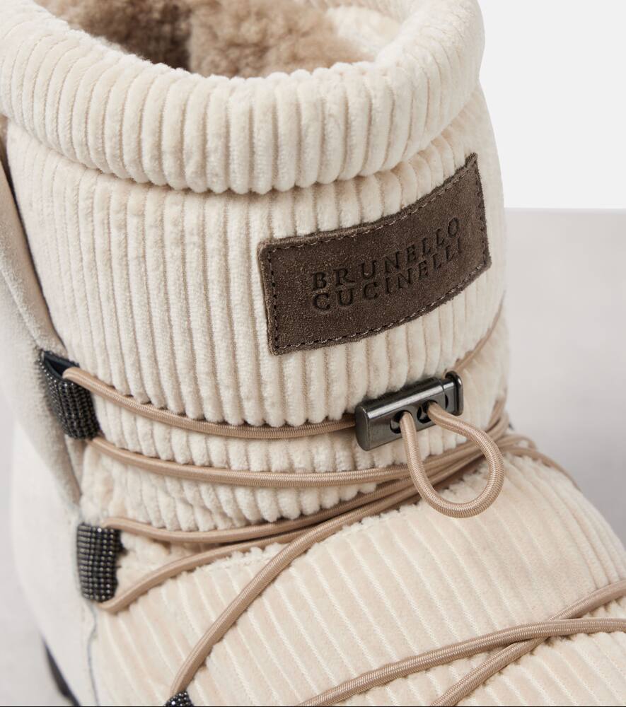 Brunello Cucinelli Shearling-lined corduroy and suede snow boots