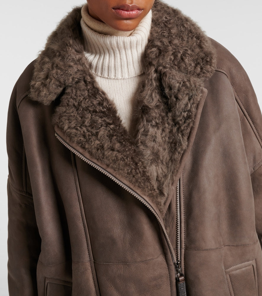 Brunello Cucinelli Shearling-lined leather coat