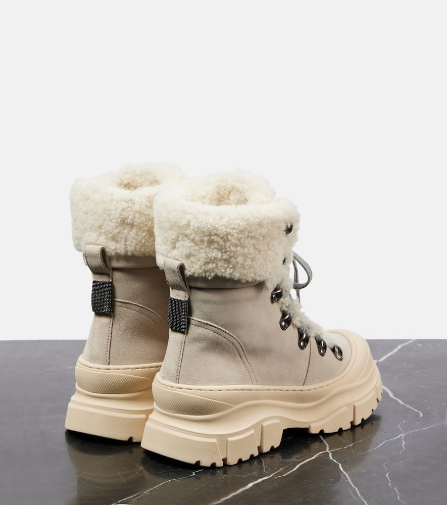 Brunello Cucinelli Shearling-lined suede lace-up boots