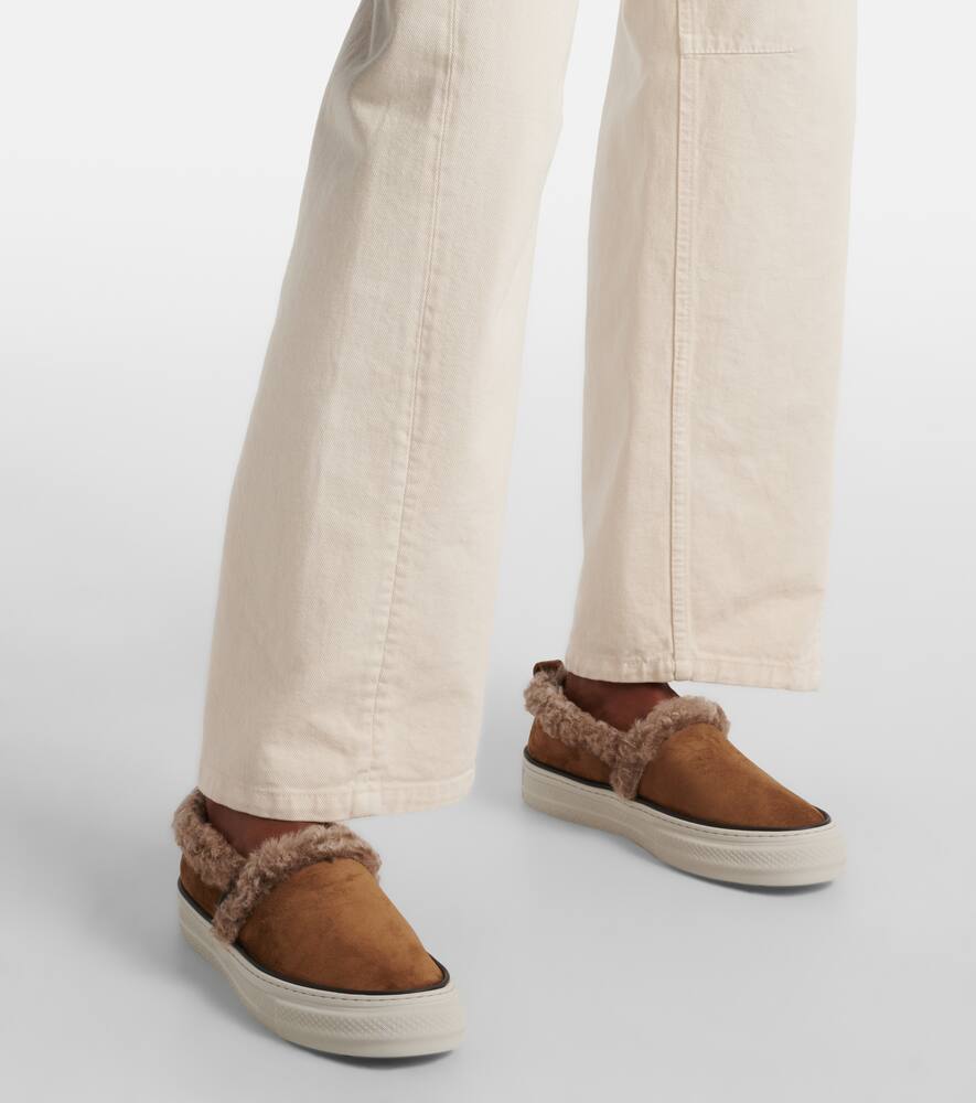 Brunello Cucinelli Shearling-lined suede slip-on shoes