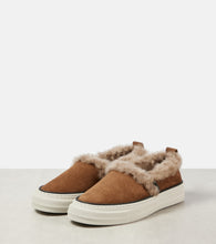 Brunello Cucinelli Shearling-lined suede slip-on shoes