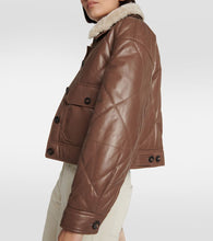 Brunello Cucinelli Shearling-trimmed leather jacket