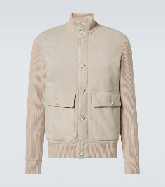 Brunello Cucinelli Single-breasted suede jacket