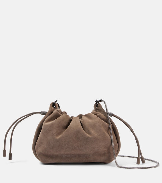 Brunello Cucinelli Softy Small suede crossbody bag. Shop Brunello Cucinelli Crossbody Bags for women now.