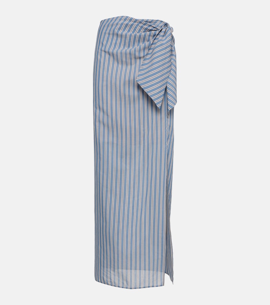Brunello Cucinelli Striped cotton and silk wrap skirt - Brunello Cucinelli 条纹棉丝裹身裙