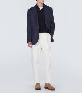 Brunello Cucinelli Striped linen, silk and wool blazer