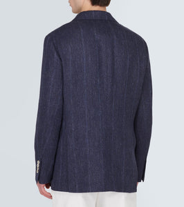 Brunello Cucinelli Striped linen, silk and wool blazer