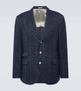 Brunello Cucinelli Striped linen, silk and wool blazer