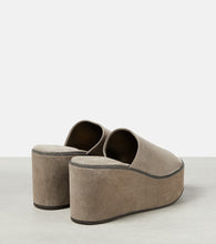 Brunello Cucinelli Suede platform slides