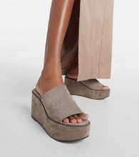 Brunello Cucinelli Suede platform slides