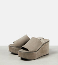 Brunello Cucinelli Suede platform slides
