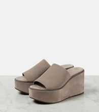 Brunello Cucinelli Suede platform slides