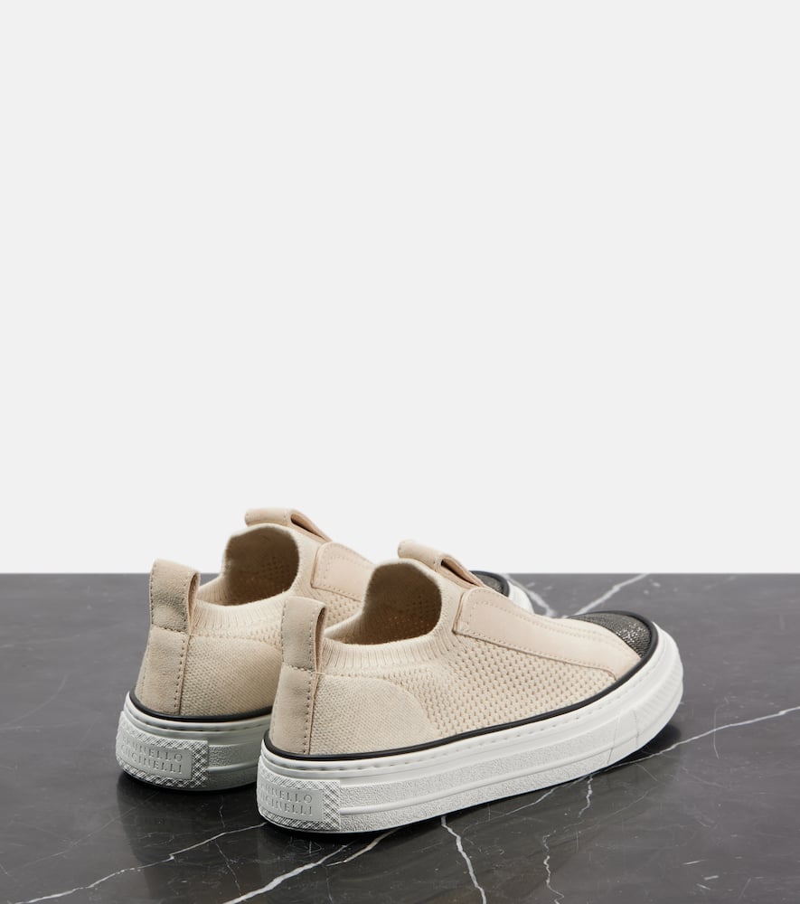 Brunello Cucinelli Suede-trimmed canvas sneakers