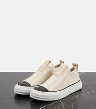 Brunello Cucinelli Suede-trimmed canvas sneakers