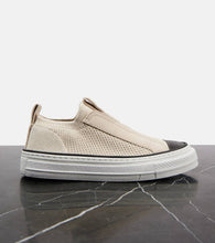 Brunello Cucinelli Suede-trimmed canvas sneakers