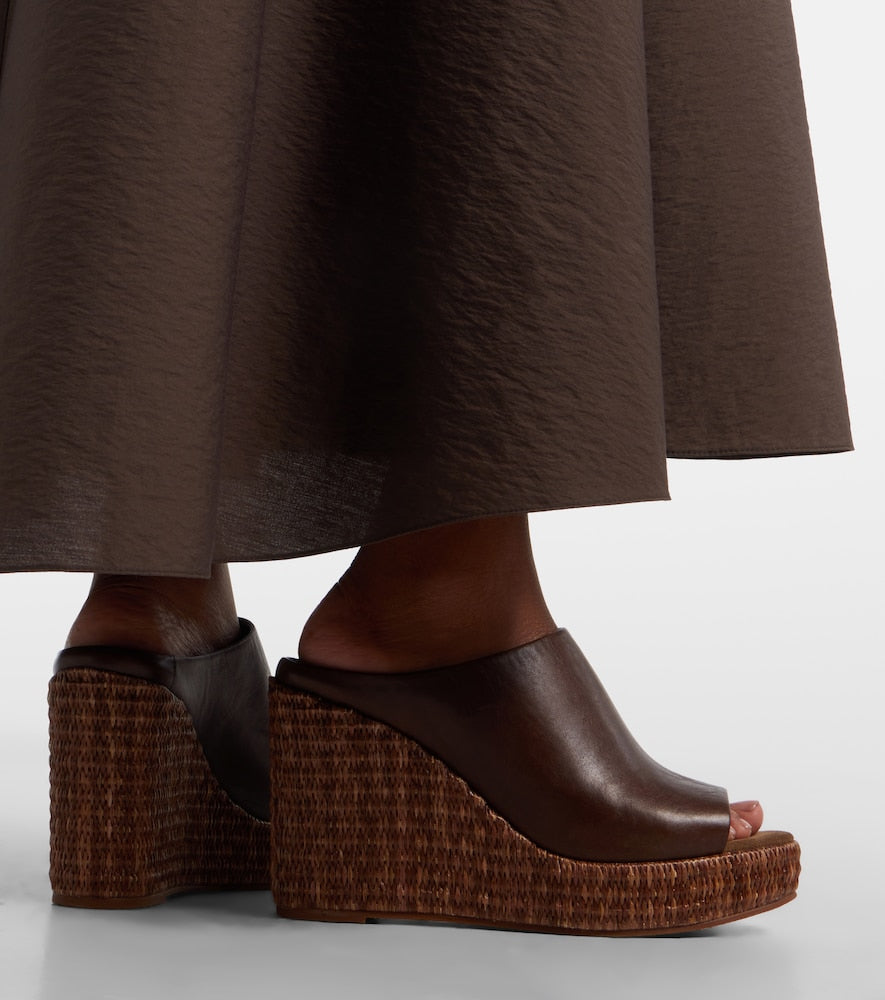 Brunello Cucinelli Leather espadrille wedges - Brown High Espadrilles