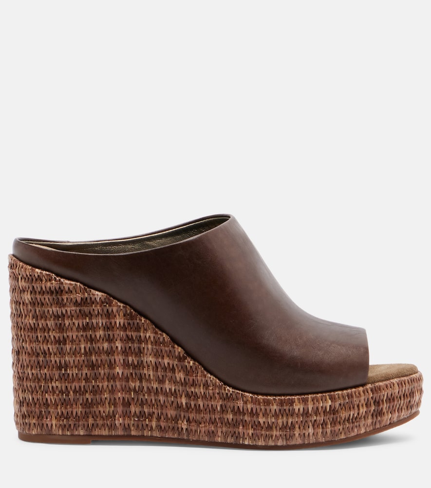 Brunello Cucinelli Leather espadrille wedges - Brown High Espadrilles
