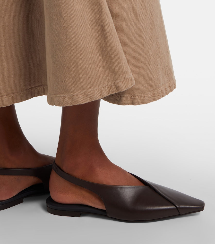 Brunello Cucinelli Leather slingback flats in Brown - Ballerina Flats