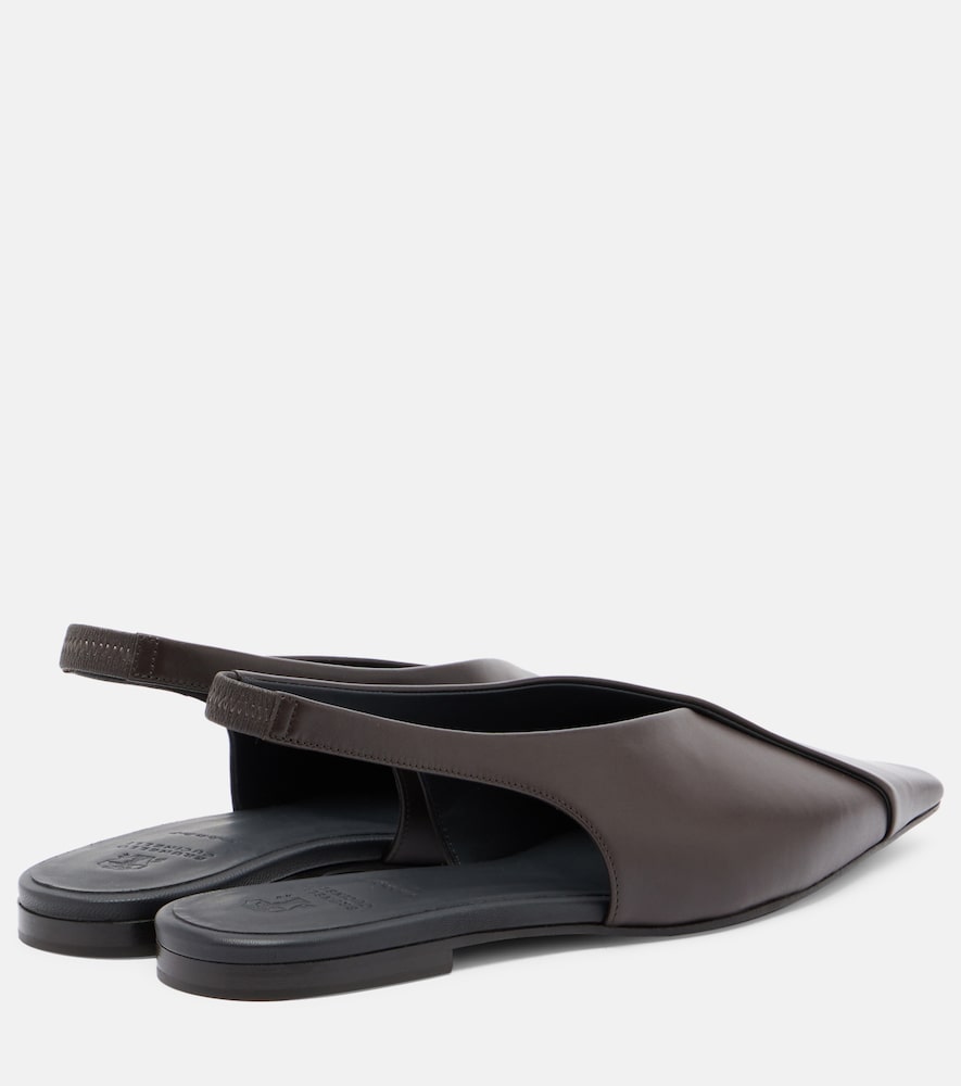 Brunello Cucinelli Leather slingback flats in Brown - Ballerina Flats