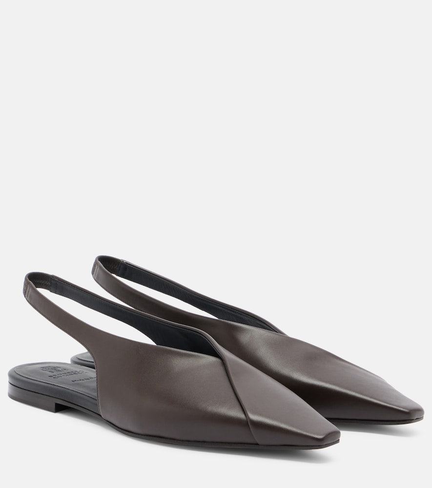 Brunello Cucinelli Leather slingback flats in Brown - Ballerina Flats