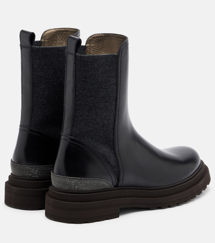 Brunello Cucinelli Monili leather Chelsea boots - Black Flat Boots