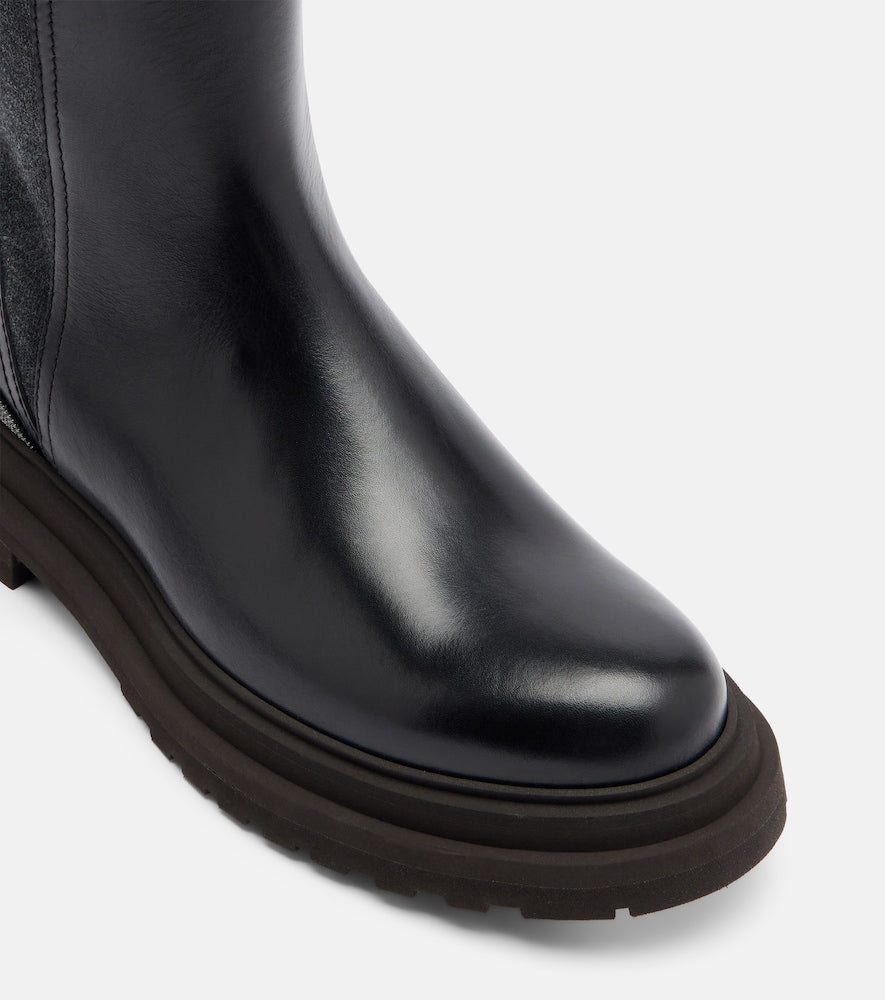 Brunello Cucinelli Monili leather Chelsea boots - Black Flat Boots