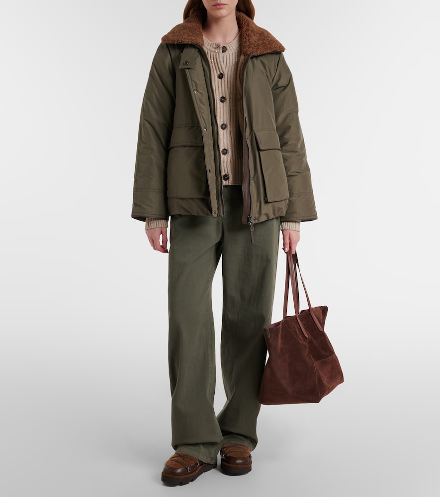 Brown Brunello Cucinelli Monili leather and shearling lace-up boots - Flat Boots