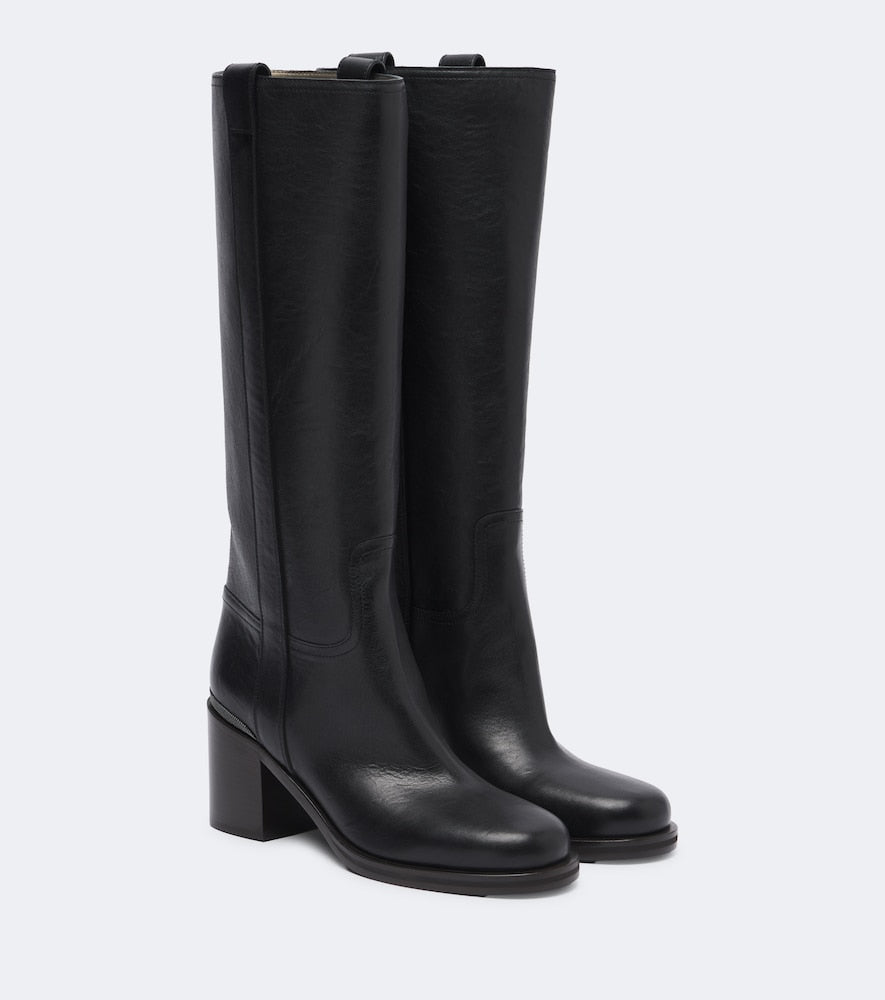 Brunello Cucinelli Monili leather knee-high boots in Black - Knee-high Boots