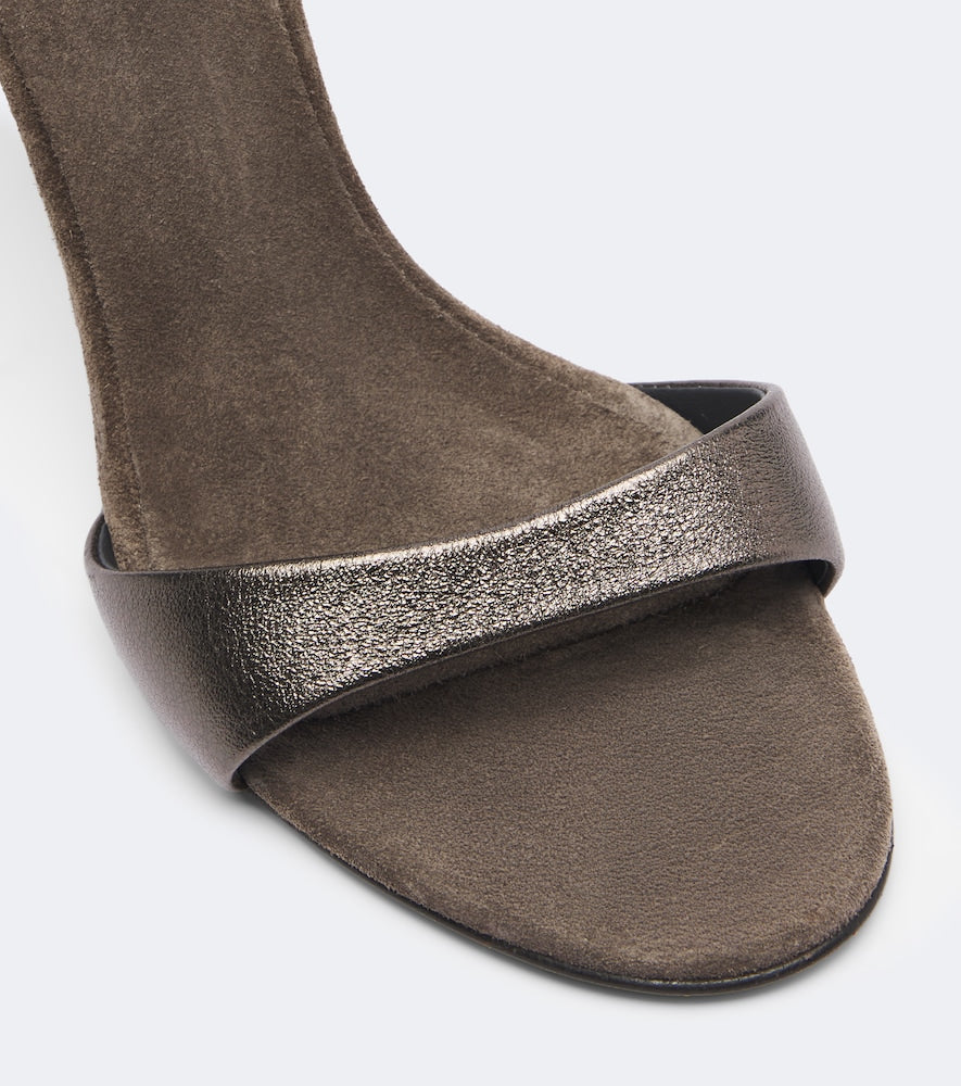 Brunello Cucinelli Monili metallic leather sandals in Grey - High-Heel Sandals