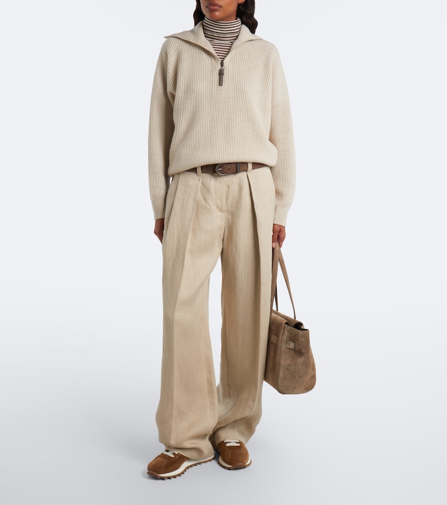 Brunello Cucinelli Monili shearling-lined suede sneakers (Brown) - Low-Top Sneakers
