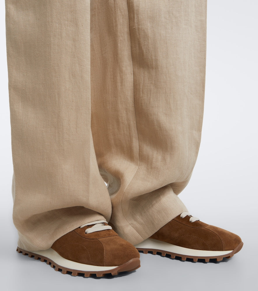Brunello Cucinelli Monili shearling-lined suede sneakers (Brown) - Low-Top Sneakers