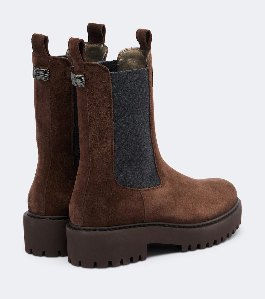 Brunello Cucinelli Monili suede Chelsea boots - Brown Flat Boots