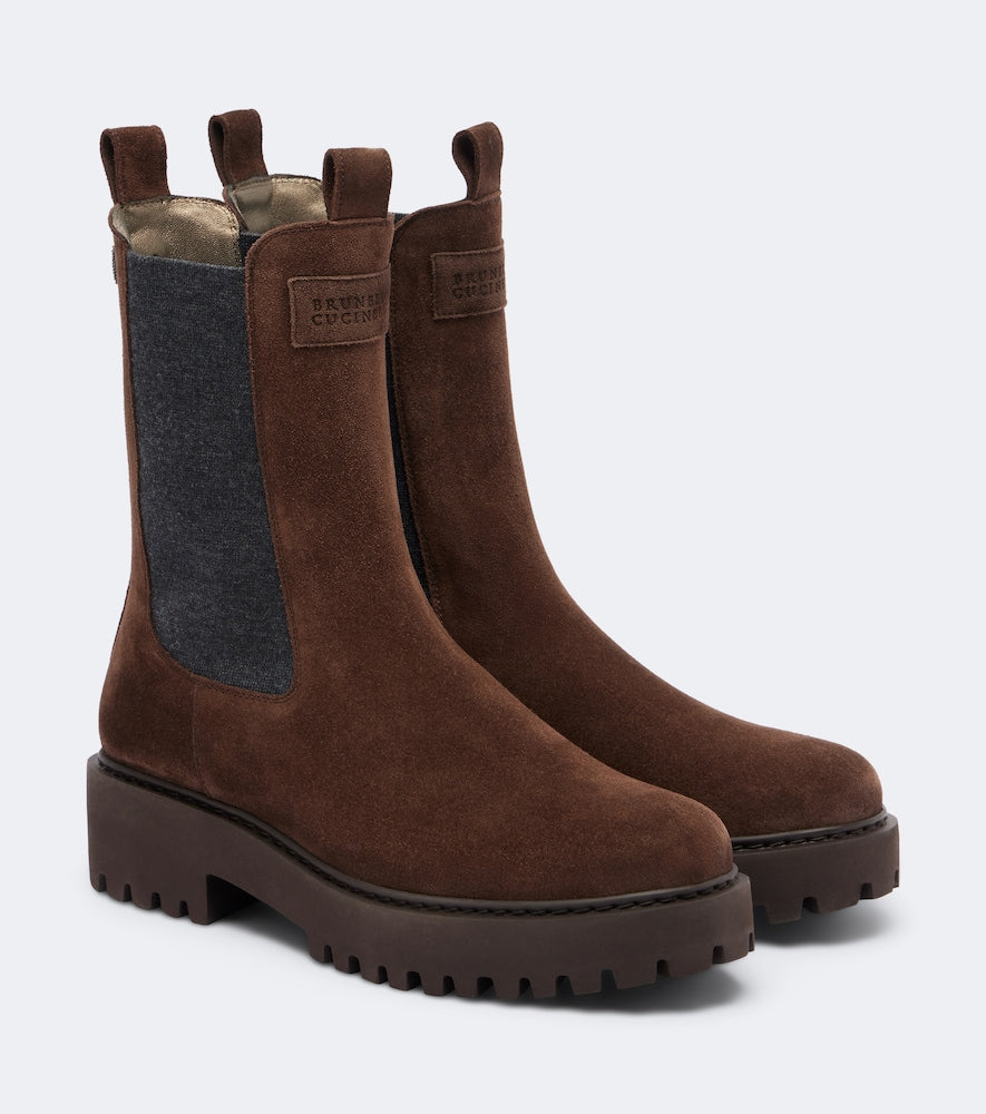 Brunello Cucinelli Monili suede Chelsea boots - Brown Flat Boots