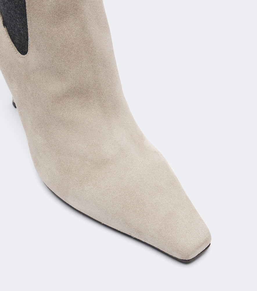 Brunello Cucinelli Monili suede ankle boots (Beige) - Mid Heels