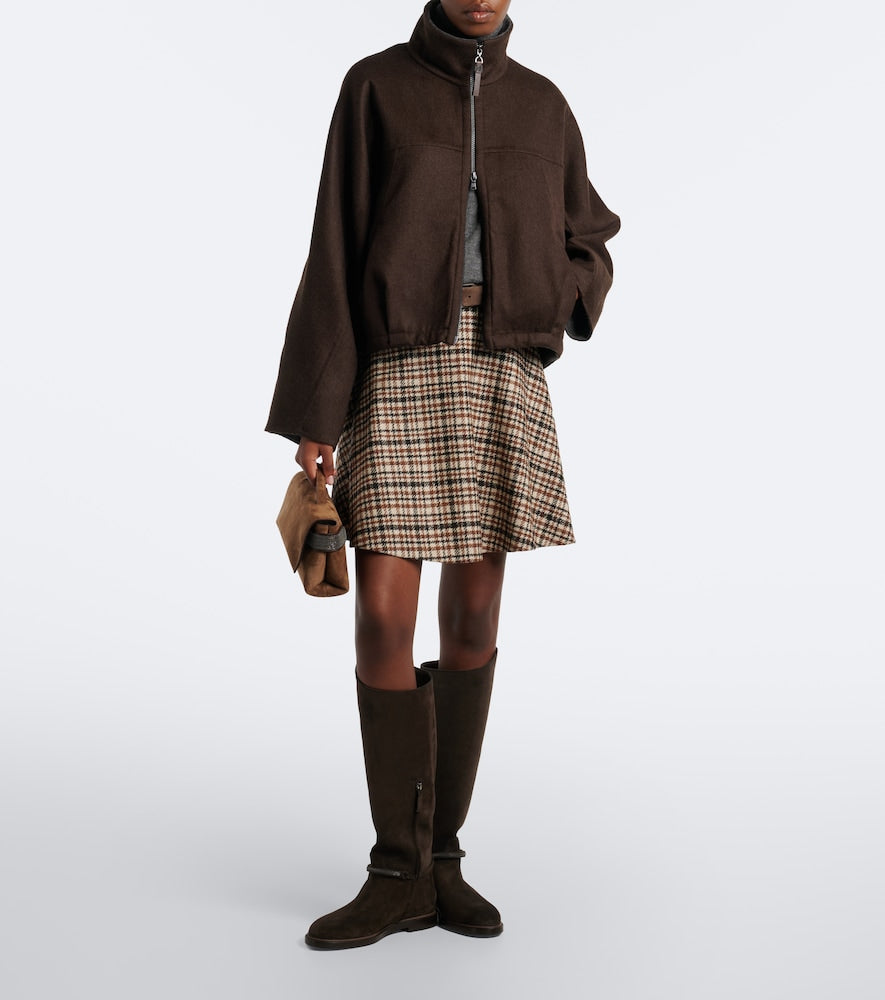 Brown Brunello Cucinelli Monili suede knee-high boots - Flat Boots