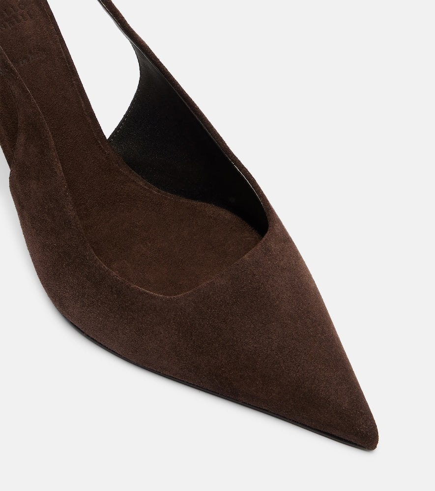Brunello Cucinelli Monili suede slingback pumps in Brown - High-Heel Pumps