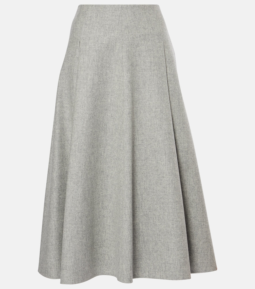 Brunello Cucinelli Wool and cashmere flannel midi skirt - Brunello Cucinelli 羊毛羊绒法兰绒中长裙