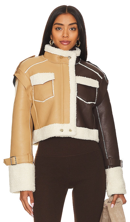 Bubish Mila Faux Leather Jacket in Brown