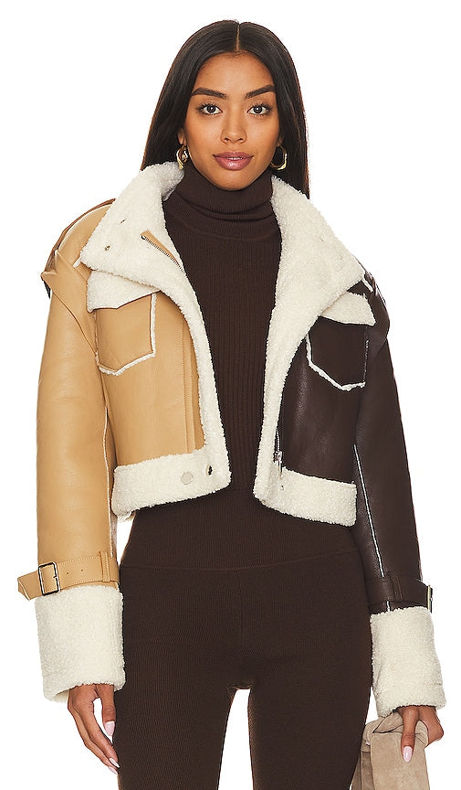 Bubish Mila Faux Leather Jacket in Brown - Bubish Mila - Veste en simili cuir marron - Bubish Mila 棕色人造皮夹克 - Bubish Mila Kunstlederjacke in Braun - Bubish Mila 인조 가죽 자켓브라운 색상 - Giacca in ecopelle Bubish Mila in marrone