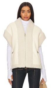 Bubish Poppy Faux Leather Vest in Ivory